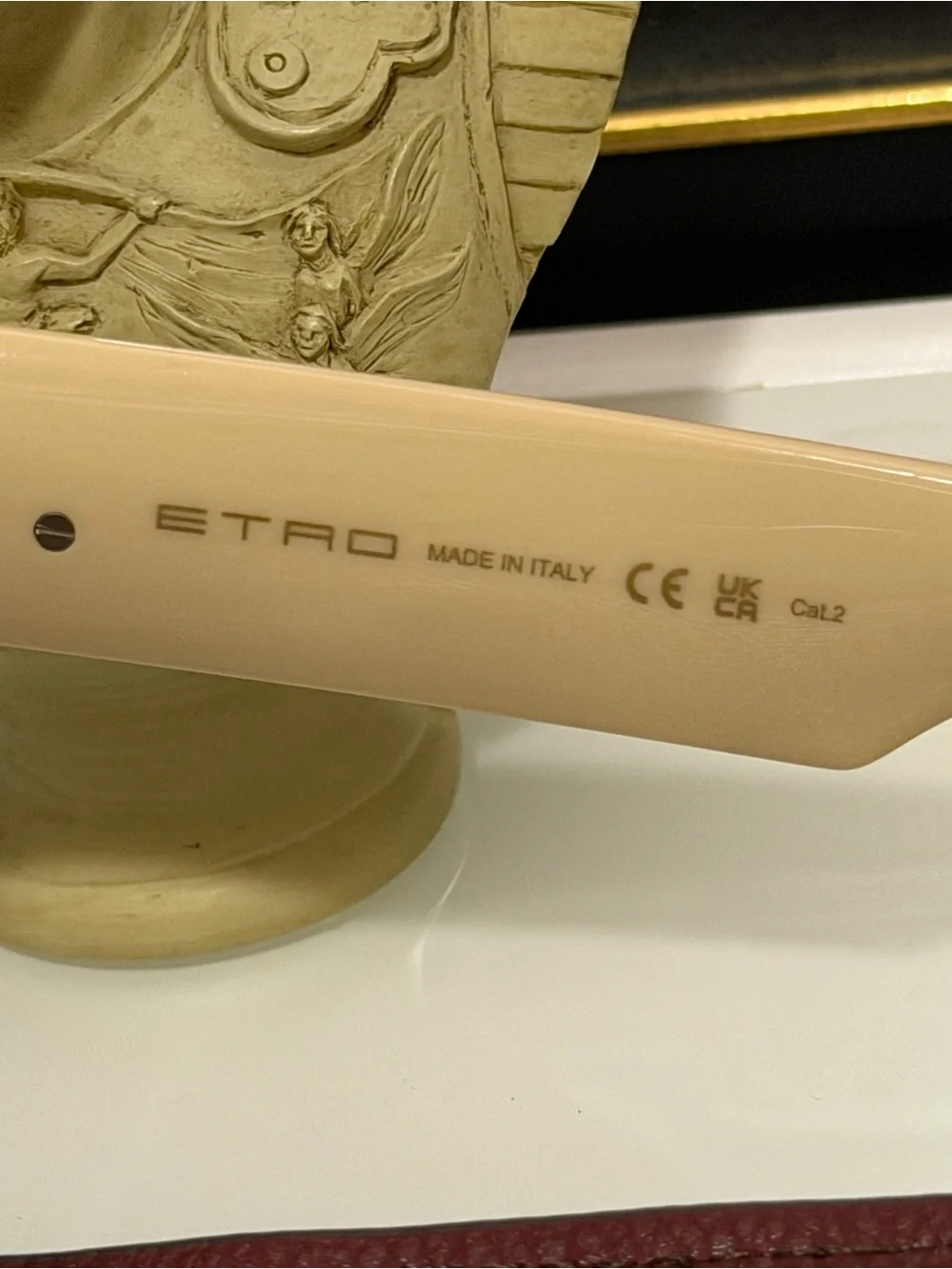 Excellent condition. Etro Cream Cat-Eye Sunglasses with Brown Lenses